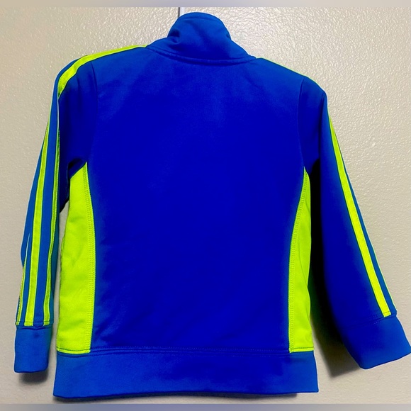 🎉HP*Final Price*Adidas track jacket kids size 2t blue and neon yellow - Picture 2 of 8